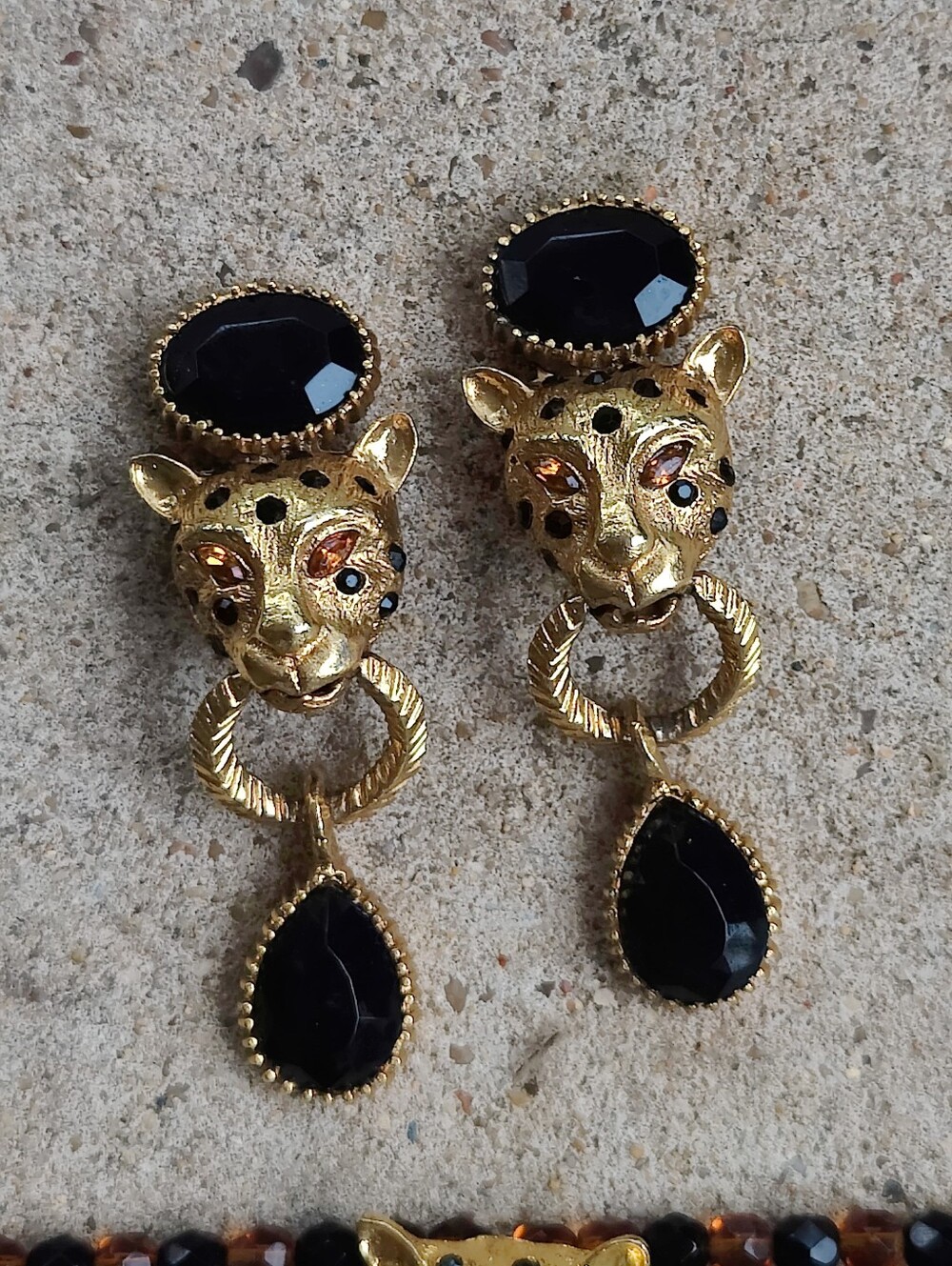 🐆 Vintage RJ Graziano Crystal Leopard Bracelet And Earring Set - Picture 9 of 13